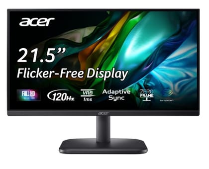 Acer EK220Q J0 21.5 Inch Full HD VA Panel Monitor | 120Hz Refresh | 1ms VRB | AdaptiveSync | sRGB 99% | Flicker-Less & BlueLightShield | ZeroFrame | HDMI + VGA | Tilt Adjustable I Eye Care | Black Acer EK220Q J0 21.5 Inch Full HD VA Panel Monitor | 120Hz Refresh | 1ms VRB | AdaptiveSync | sRGB 99% | Flicker-Less & BlueLightShield | ZeroFrame | HDMI + VGA | Tilt Adjustable I Eye Care | Black