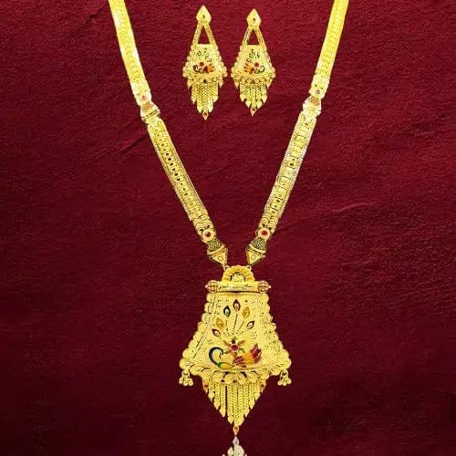 Exquisite 2 Gram Gold Necklace Set with Unique Design