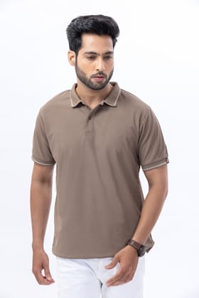 Chocolate Chip Polo With Jacquard Collar