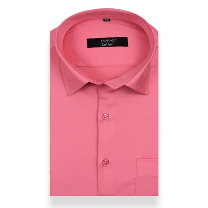 Pink Color Lycra Cotton Shirt For Men's-M (38 Inch) (98 CM) / Full