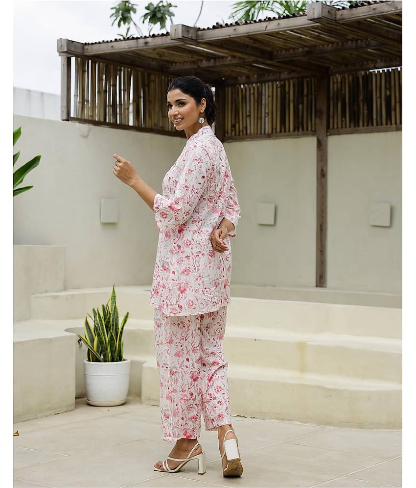 Label Flavia Women Printed Top With Trousers Co-Ord Set ( Multicolor )