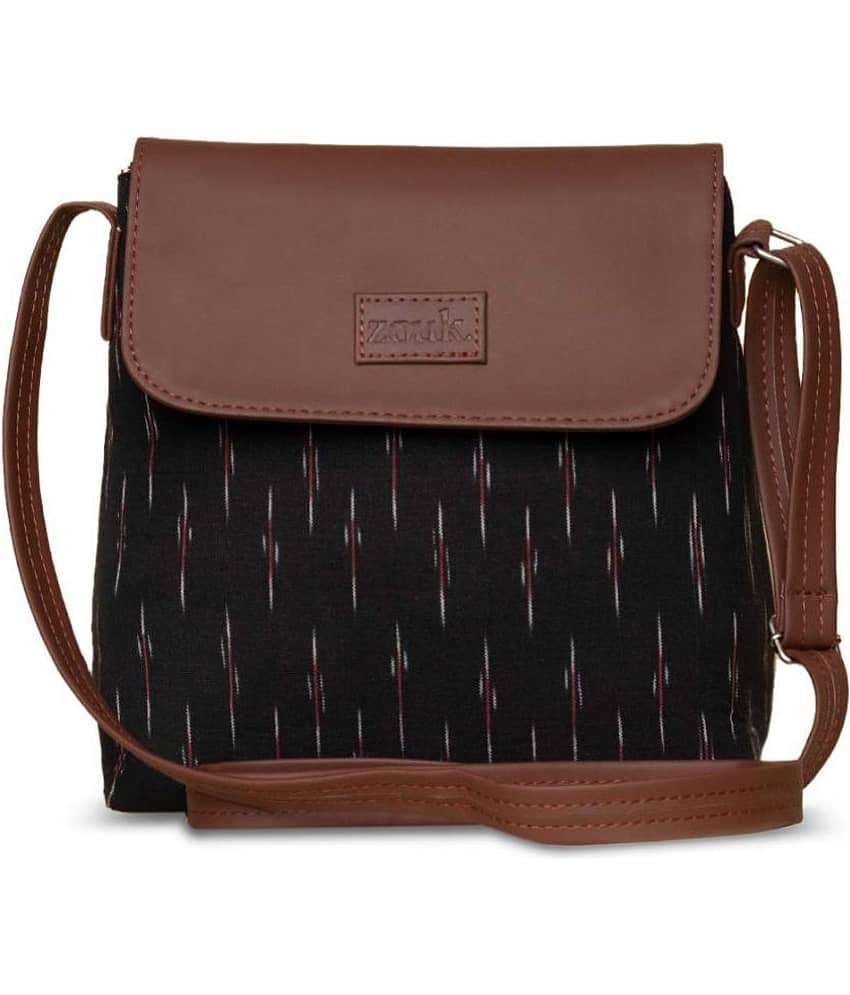 Zouk Sling Bag Jute Set of 1 ( Black )