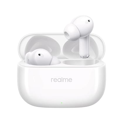Realme Buds T310 Truly Wireless in Ear Earbuds with 46dB Hybrid ANC, 360 Spatial Audio, 12.4mm Dynamic Bass Driver, Upto 40Hrs Battery and Fast Charging (Agile White)