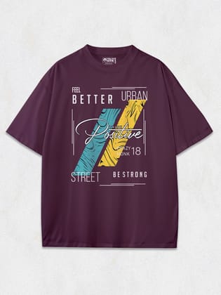 Thirnk Positive Oversized T-Shirt-Maroon / S