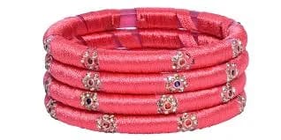 Multicolored Thread Wrapped Bangles Set