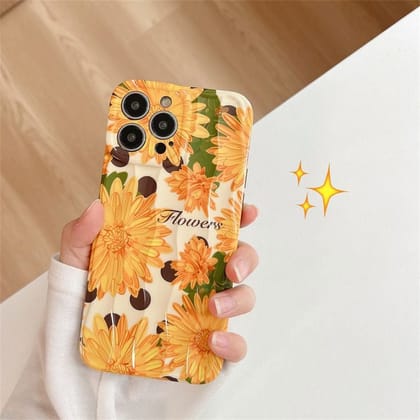Orange Big Floral Flowers Textured Soft Silicone iPhone Case-iPhone 11