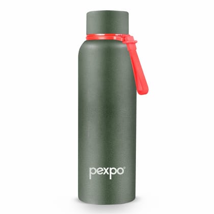 Pexpo 24 Hrs Hot & Cold Stainless Steel ISI Certified Flask, 1000 ml, Military Green,Bravo | Thermosteel Bottle | Double Wall | Durable | Home | School | Office | Traveling | Hiking | Vacuum Insulated