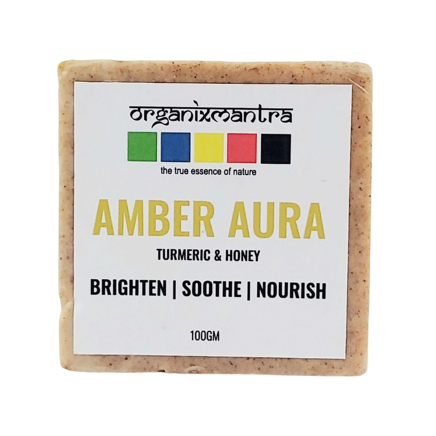 Organix Mantra Amber Aura Soap with Turmeric & Honey - Brightening, Nourishing, Moisturizing, Gentle Cleansing | Radiant, Supple, Smooth & Soft Skin - 100G