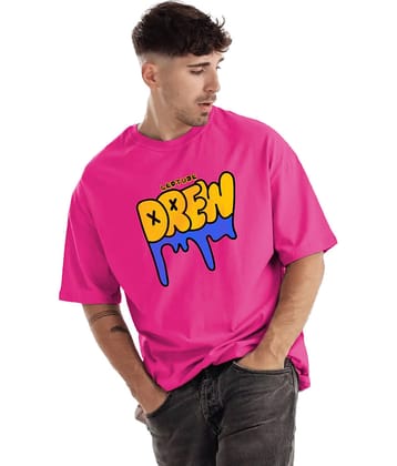 Leotude Cotton Blend Oversized Fit Printed Half Sleeves Men's T-Shirt - Pink ( Pack of 1 )