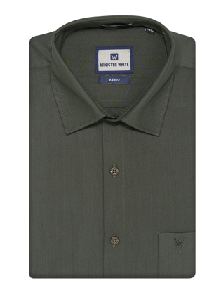 Mens Cotton Regular Fit Green Colour Shirt Remo-36 / H/S / Green