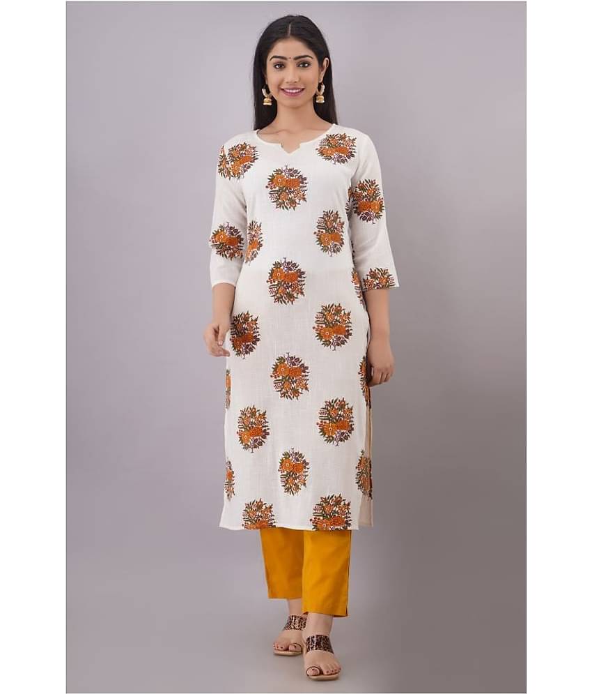 FABRR - White Straight Cotton Women's Stitched Salwar Suit ( Pack of 1 )