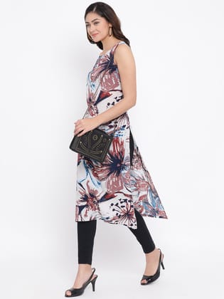 Sleeveless Printed Kurta-L / Multi Color