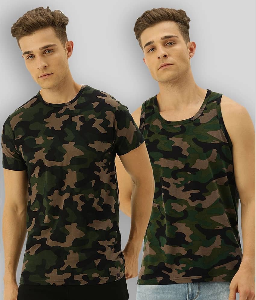 Veirdo Pack of 2 Cotton Regular Fit Men's T-Shirt ( Multicolor )