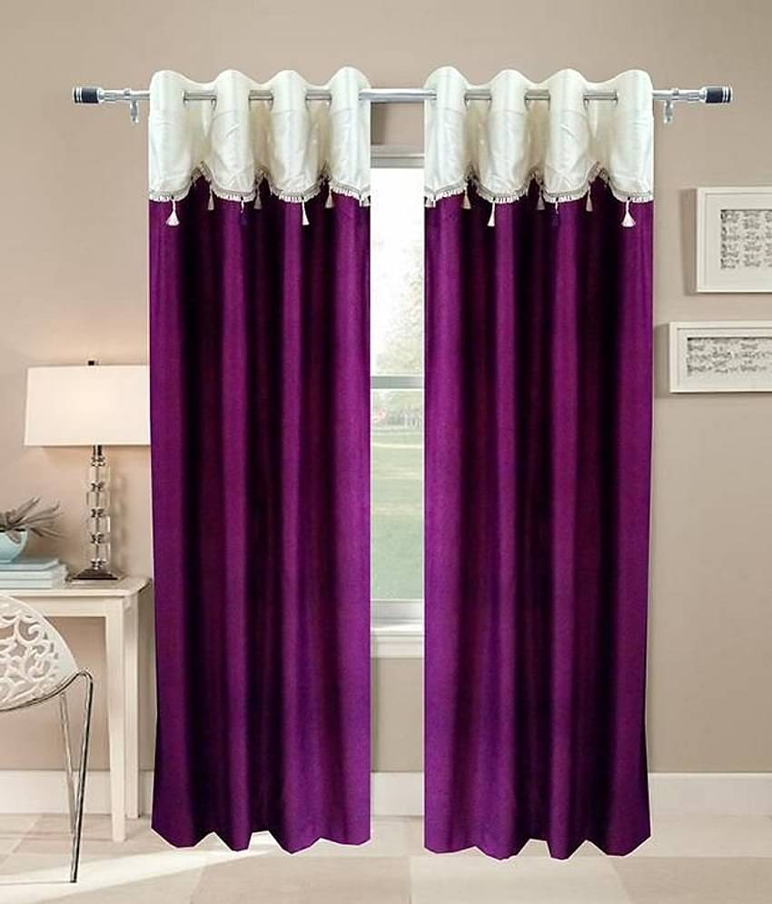 Homefab India Plain Semi-Transparent Eyelet Long Door Curtain 9ft (Pack of 2) - Multicolor