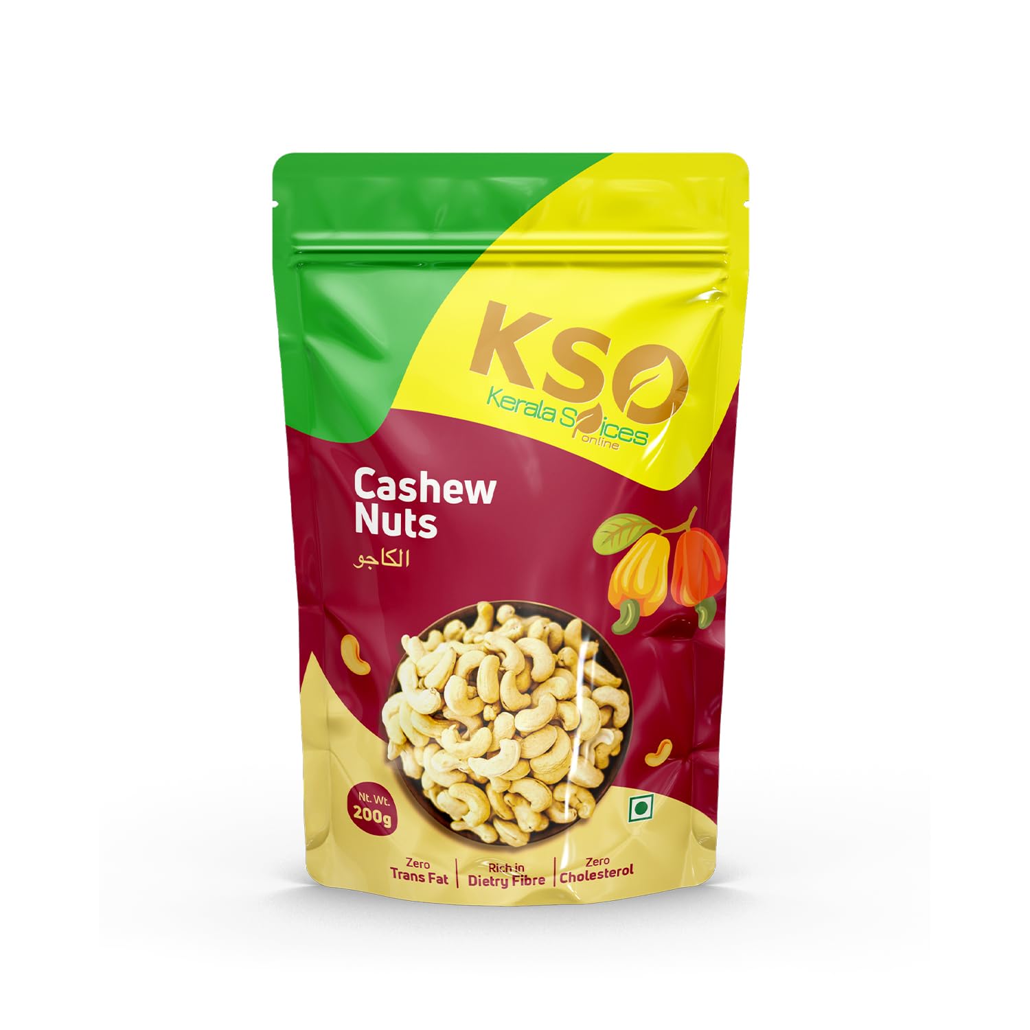 Kerala Spices Pure and Natural Cashew 200gm Whole Cashew Nuts Healthy Dry Fruits Snacks
