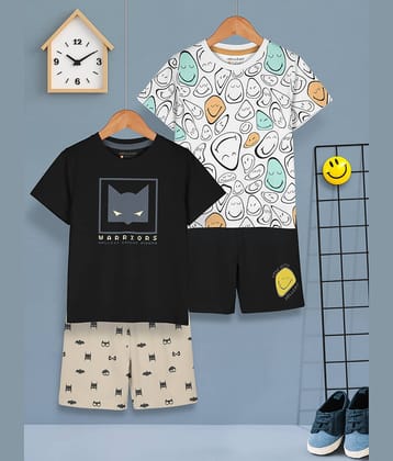 HELLCAT Pack of 2 Boys Cotton Blend T-Shirt & Shorts Set ( Black )