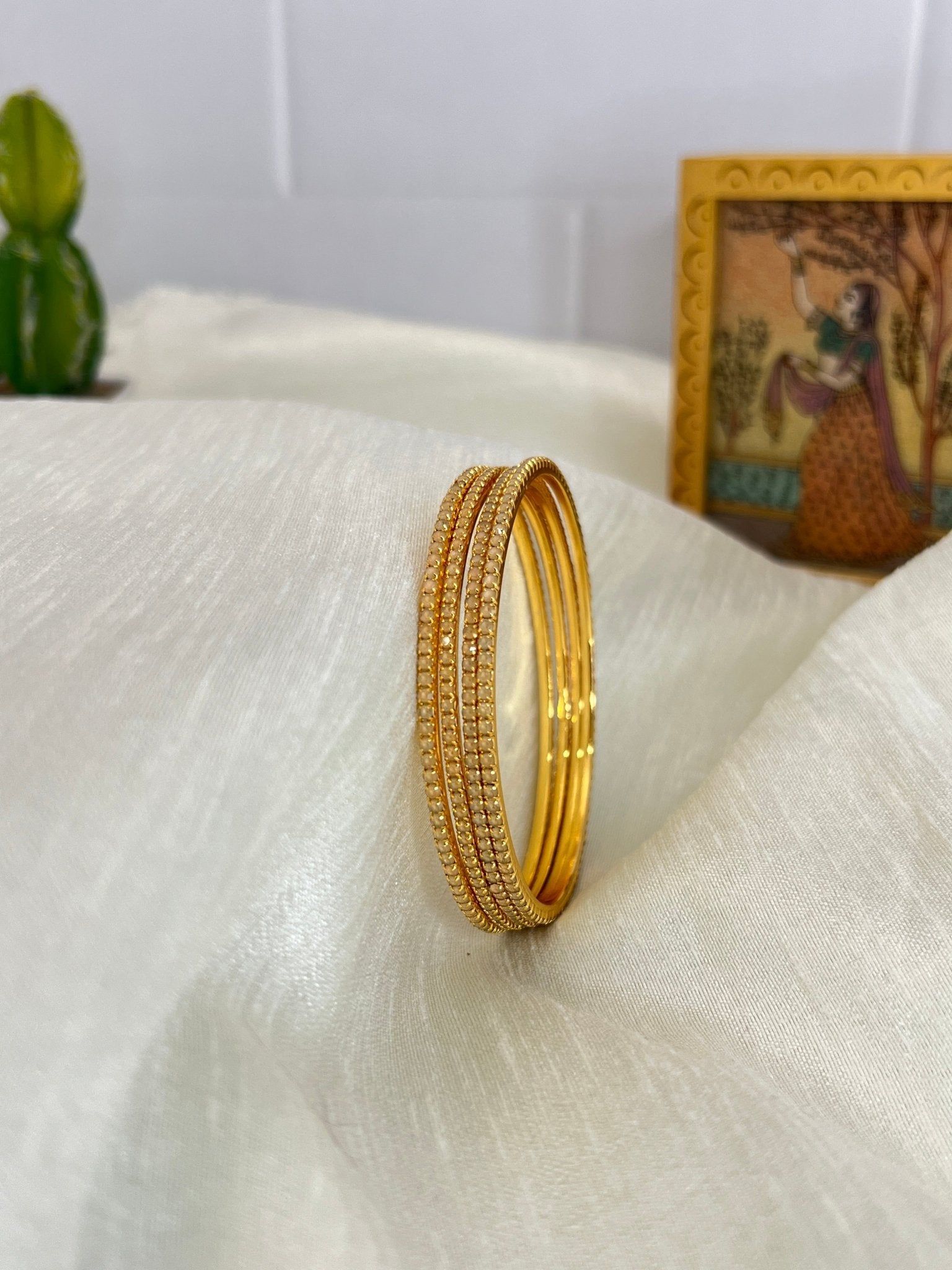 Pastel Drop Stone Bangle 0307 - 9 Colours-Gold / 2.4