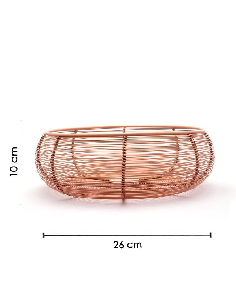 Market99 Metal Wire Countertop Fruit Bowl, Basket Holder Stand, For Home & Kitchen, Peach Colour, Iron