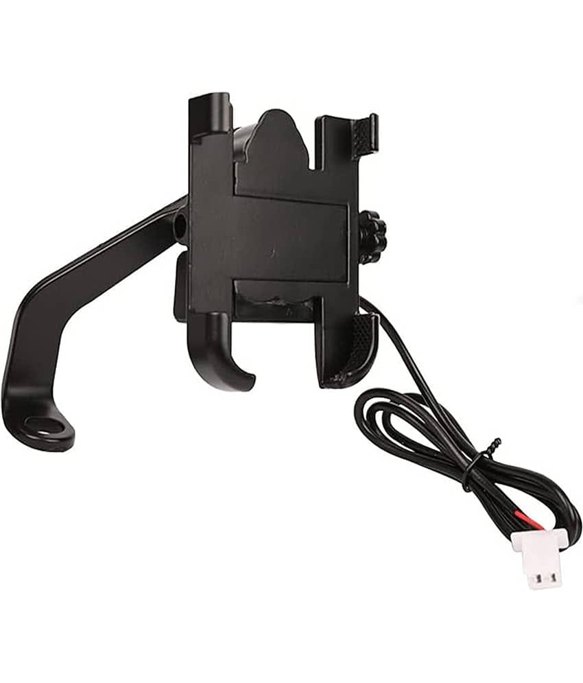 Universal Metal  Bike Mobile Phone Holder with USB Charger for Bike Scooty Bicycle Suitable for All Smartphones