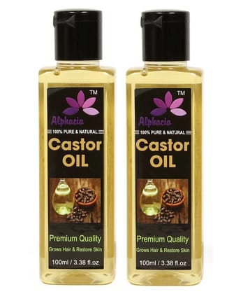 Alphacia 100% Pure And Natural Castor Oil 200 mL Pack of 2