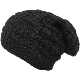 Fashlook Woolen Black Casual Winter Cap