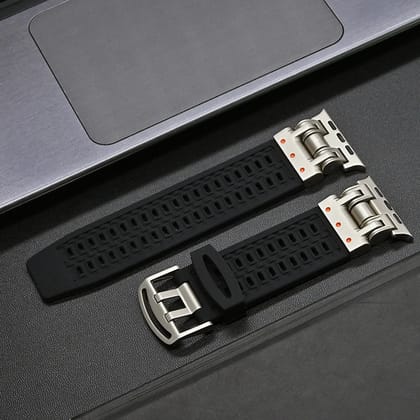 Luxury Armor Soft Breathable Sports Bands By iSerieshub Compatible For iWatch-49 - 45 - 44 - 42MM / Black