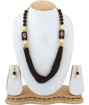 Jewar Mandi Brass Brown Collar Contemporary/Fashion Gold Plated Necklaces Set