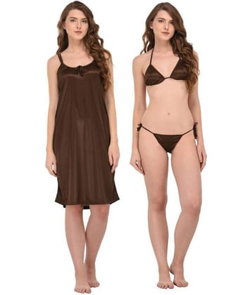 You Forever Satin Night Dress - Brown