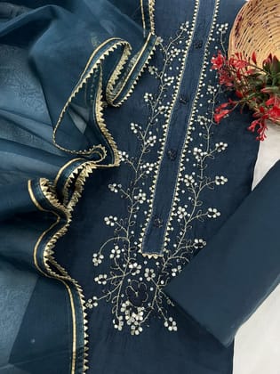 Blue Muslin Silk suit