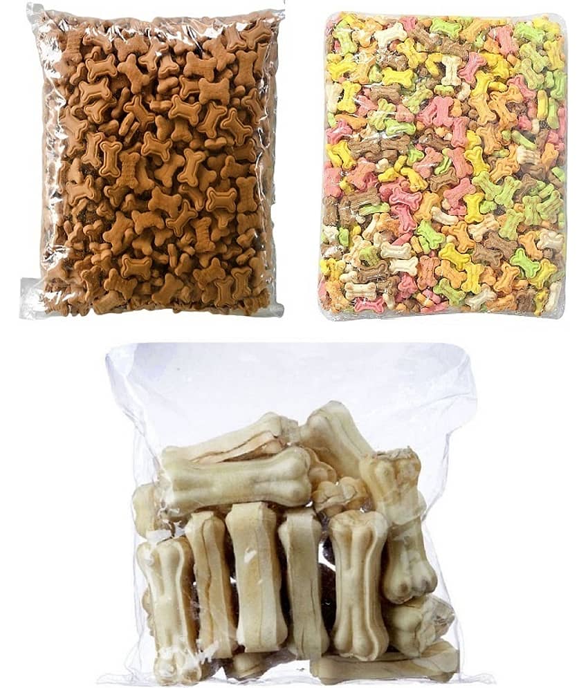 Black nose Dog Chew 3 Inch 4 Calcium Bone and Freshly Baked (Cocoa & Mix) Dog Biscuit Each 100Gm