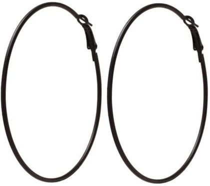 Black Gol Hoop Earrings Big Size Alloy Earring for Girls & Women Pack 1 Pair