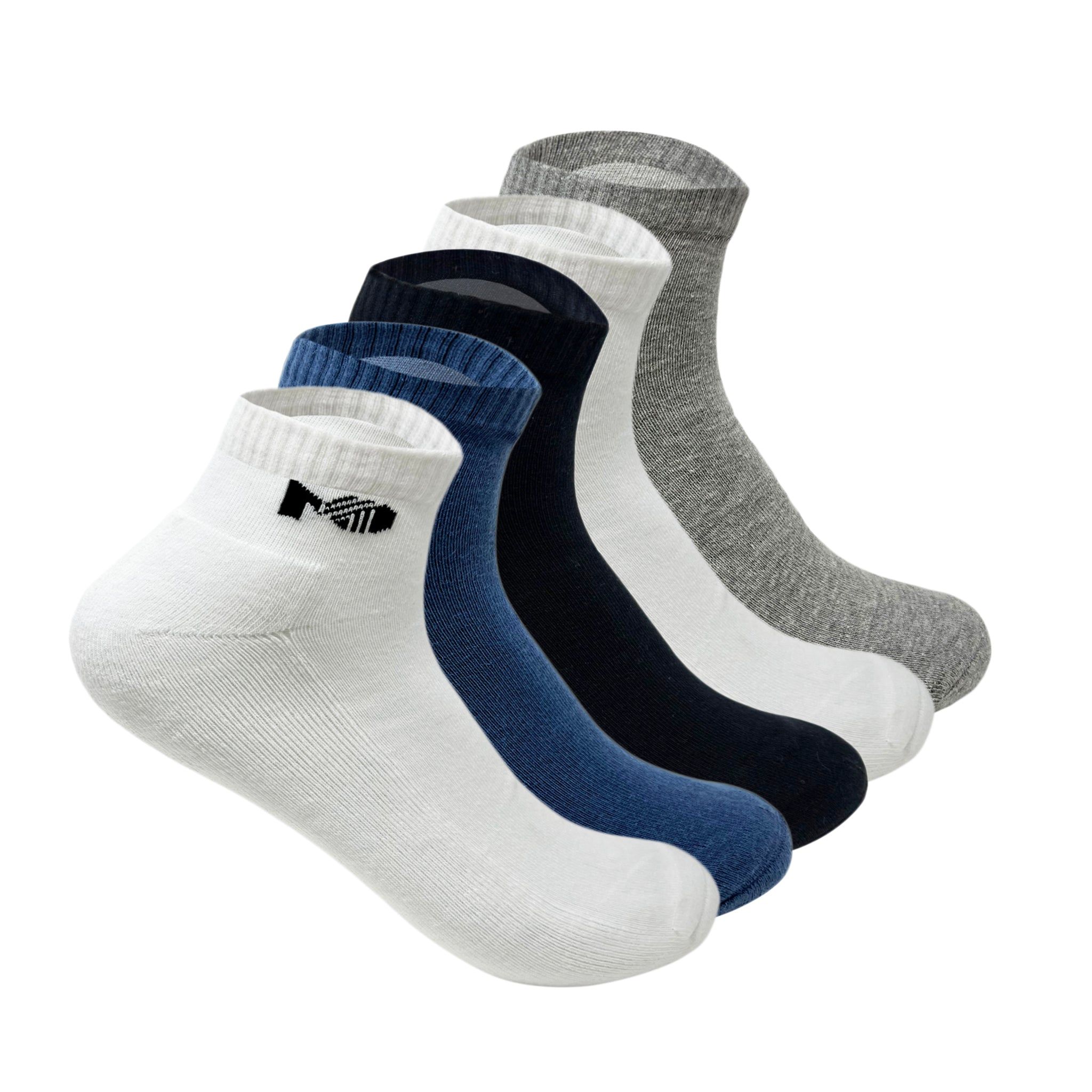 Cushioned Terry Sports Ankle Socks for Men - Set of 5