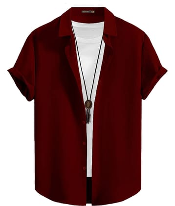 color bucket Cotton Blend Regular Fit Popcorn Textured Half Sleeves Men's Casual Shirt - Maroon ( Pack of 1 )