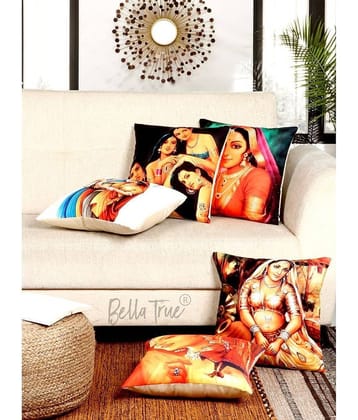 BELLA TRUE Set of 5 Cushion Covers Abstract Themed ( 40 x 40 )