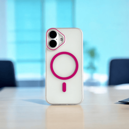 Clear MagSafe Pink Ring Slim Hard Case | Matte Finish | Anti-Yellow Protection-iPhone 16