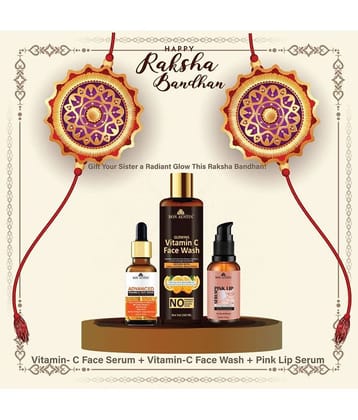 Bon Austin Advance Vitamin C Face Serum 30ml, Glowing  Vitamin C Face Wash 200ml & Pink Lip Serum 30ml - Set of 3 Items
