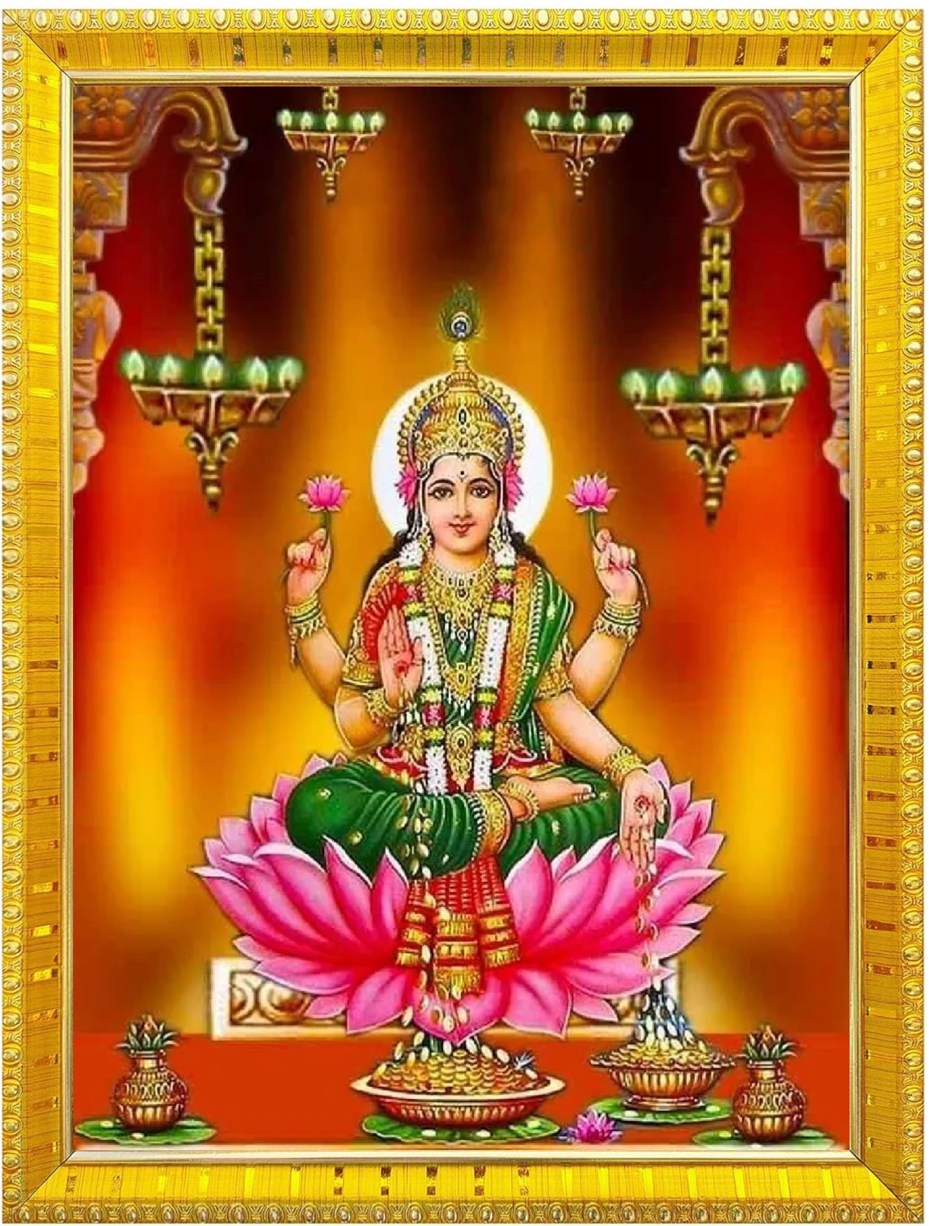 NOKKES Laxmi Devi Maa Mata Photo Frames Religious Photo frame 5X7 Inch Photo Frame_W35