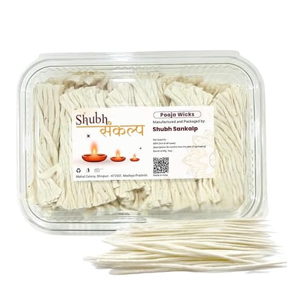 Shubh Sankalp Long Cotton Wicks for Diya | 1500 Pcs | 4-Inch Lambi Rui Batti for Puja | Akhand Jyoti | Diwali Wicks for Pooja Aarti and Meditation (Pack of 1, 1500 Pcs)