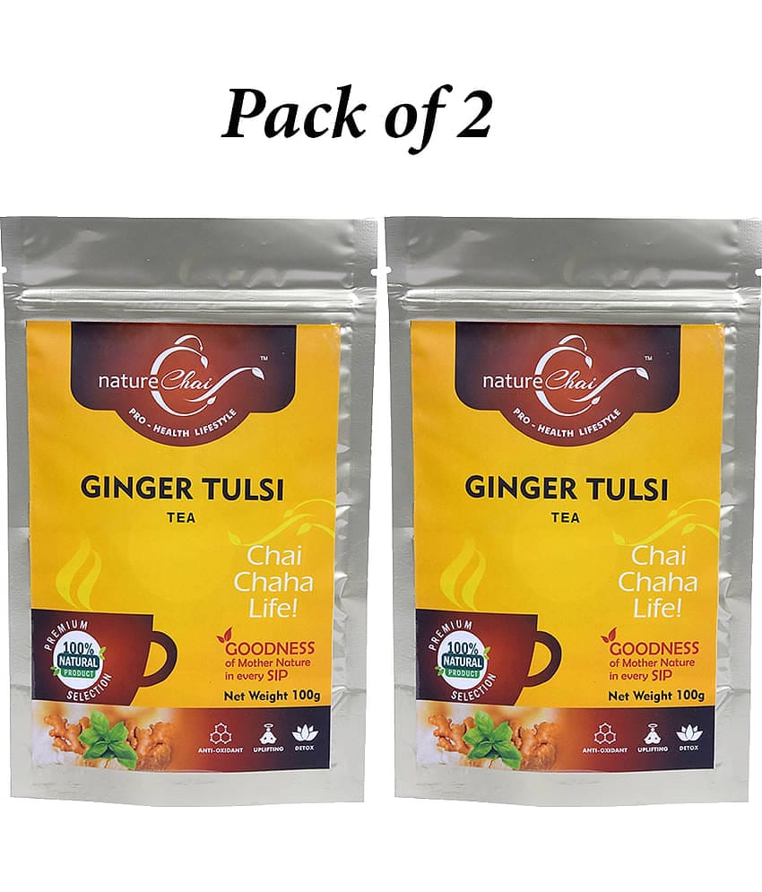 nature Chai Ginger Tulsi Tea Loose Leaf 100 gm Pack of 2