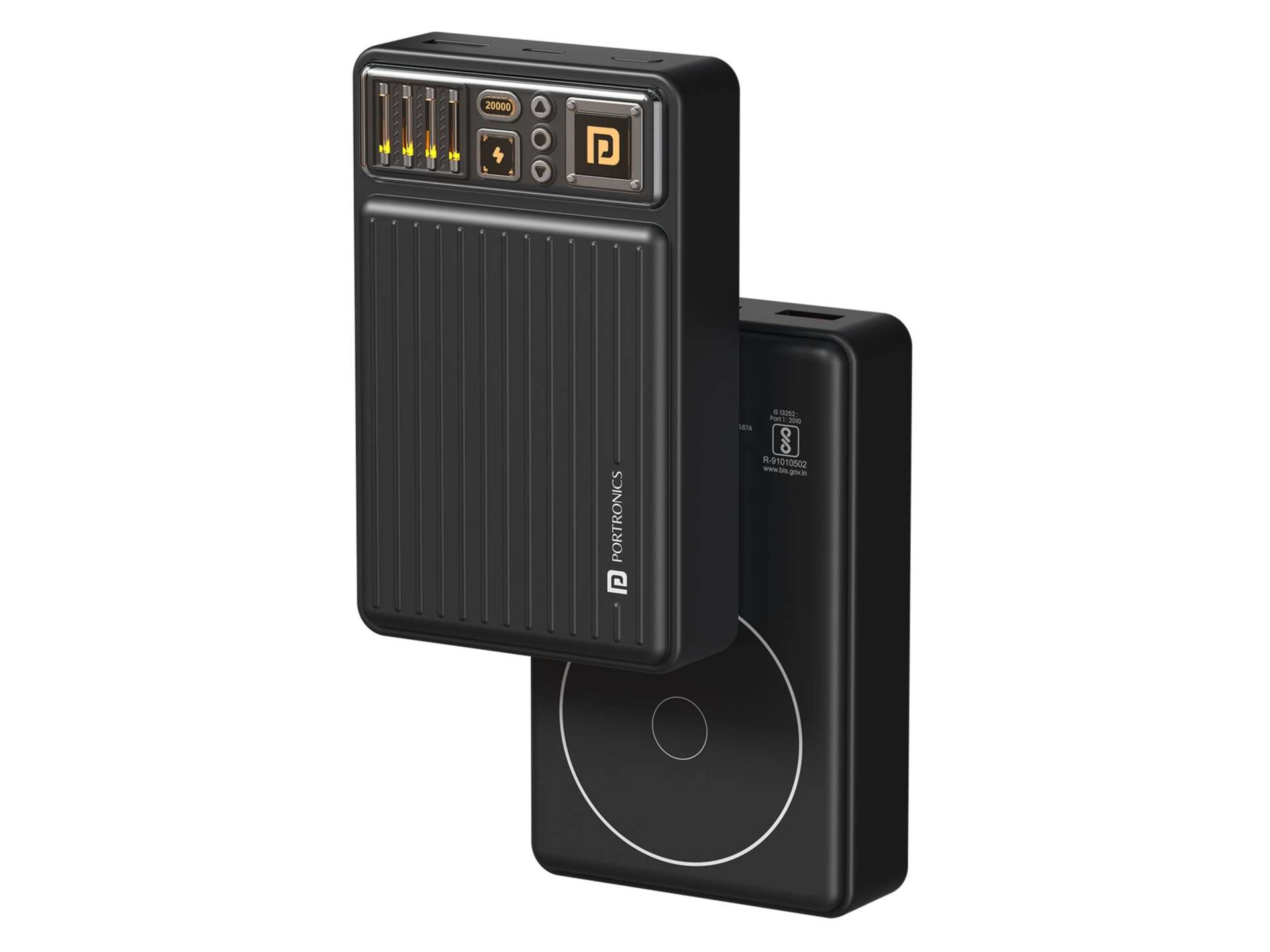 Portronics Luxcell Wireless Mini 20K 15W Wireless Output, 20W Type C Output, LED Indicator, Dual Output