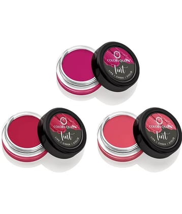 Colors Queen Tint for Cheeks and Lips Matte Lip and Eyelids 8g, (Combo of 3)