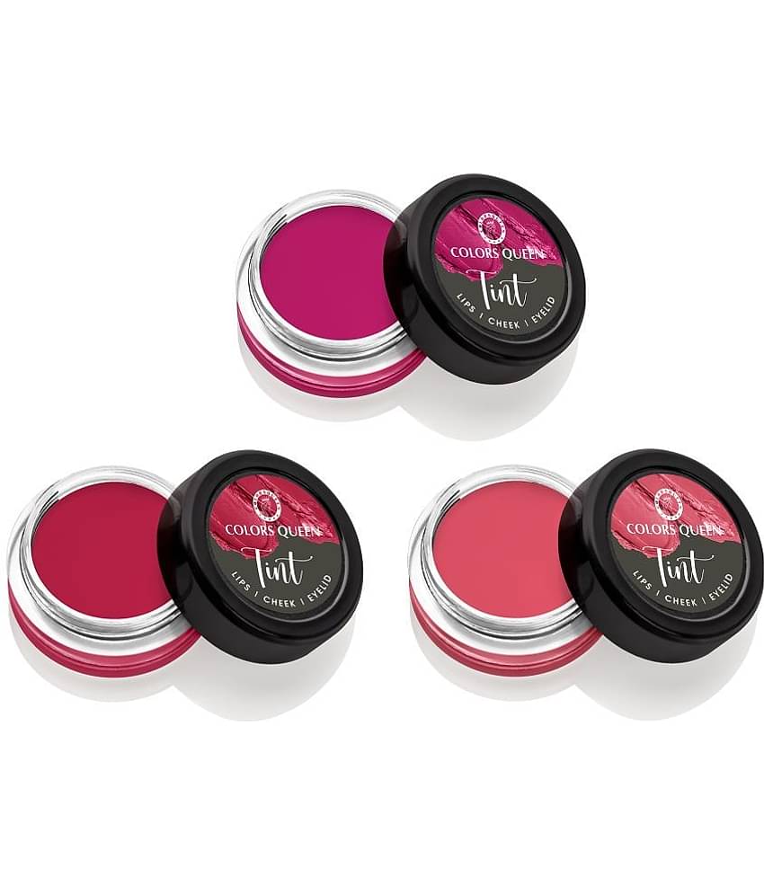 Colors Queen Tint for Cheeks and Lips Matte Lip and Eyelids 8g, (Combo of 3)