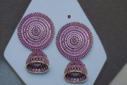 Pink Ring Jhumka