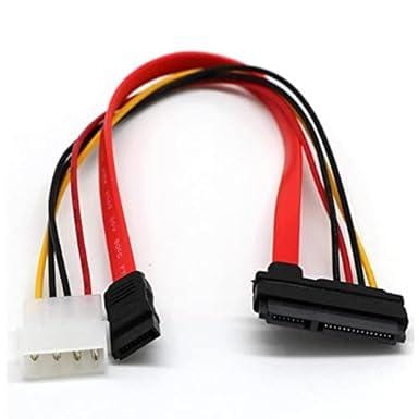 SATA 22pin 7+15pin Female to SATA Female Cable with Molex IDE 4Pin Power Cable (30cm)