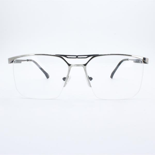Lensoz Elite X Luxe Half Rim Rectangle Z - Medium - Silver & Black