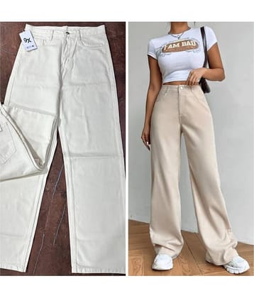 9x denims Women's Baggy Fit High-Rise Jeans ( Cream )