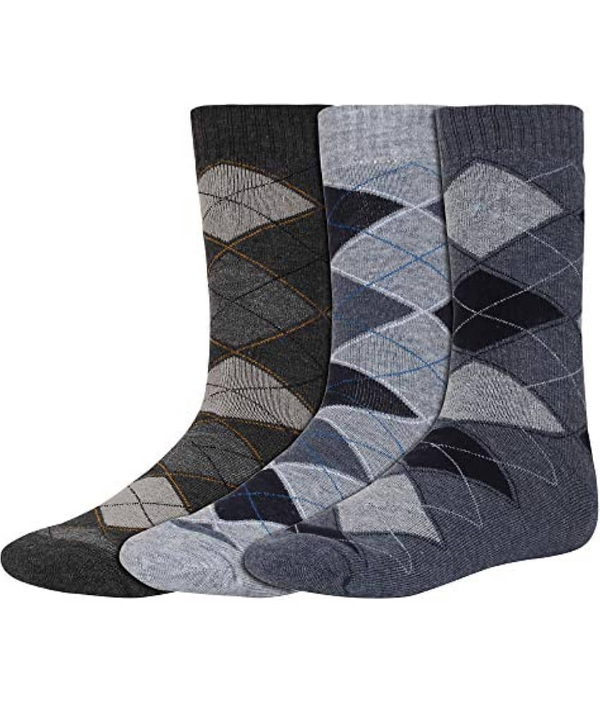 Creature - Woollen Men's Printed Multicolor Mid Length Socks ( Pack of 3 )
