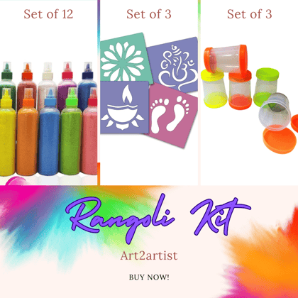 Rangoli Kit (Rangoli Powder, Stencils, and Fillers)