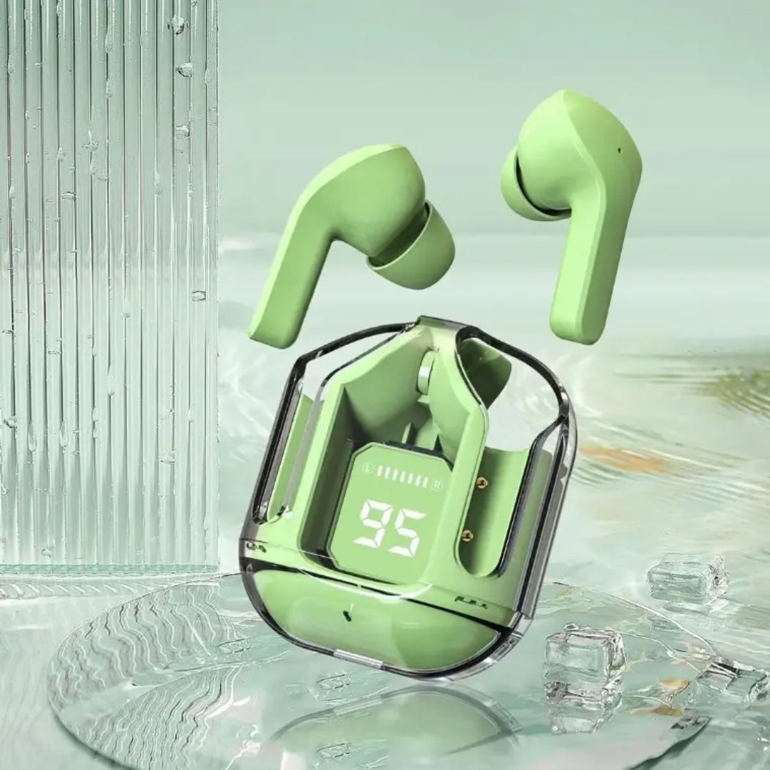 Water Resistant Wireless Earbuds - Transparent Case