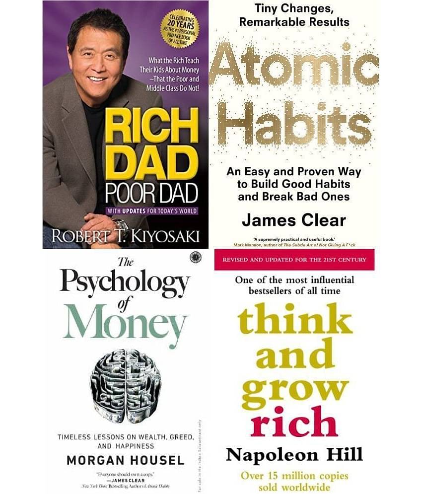 Combo of 4 Books (Rich Dad Poor Dad+The Psychology of Money +Atomic Habits+ Think and Grow Rich) (English,Paperback)